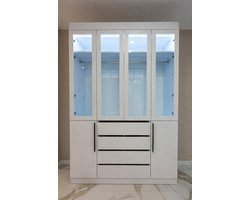 Luxe Spiegel Kledingkast – Moderne Garderobekast met Spiegeldeuren, Hangruimte & Laden – 160 cm Breed – Houten Slaapkamer Kast Wit – Ruime Opbergkast voor Kleding en Accessoires
