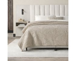 Luxe sprei 200 x 220 - Beige - Fluwelen bedsprei - Elegante zachte banksprei - Moderne plaid, kleed, deken - Exclusief design - Velours - Oeko-Tex