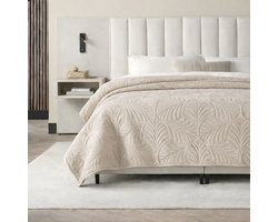 Luxe sprei 200 x 220 - Creme - Fluwelen bedsprei - Elegante zachte banksprei - Moderne plaid, kleed, deken - Exclusief design - Velours - Oeko-Tex