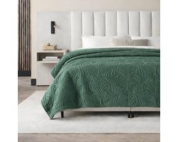 Luxe sprei 200 x 220 - Donkergroen - Fluwelen bedsprei - Elegante zachte banksprei - Moderne plaid, kleed, deken - Exclusief design - Velours - Oeko-Tex