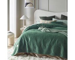 Luxe sprei 200 x 220 - Donkergroen - Fluwelen bedsprei - Elegante zachte banksprei - Moderne sprei, plaid, kleed, deken - Exclusief design - Velours - Oeko-Tex