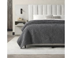 Luxe sprei 200 x 220 - Grijs - Fluwelen bedsprei - Elegante zachte banksprei - Moderne plaid, kleed, deken - Exclusief design - Velours - Oeko-Tex