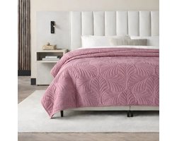 Luxe sprei 200 x 220 - Oud roze - Fluwelen bedsprei - Elegante zachte banksprei - Moderne plaid, kleed, deken - Exclusief design - Velours - Oeko-Tex