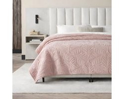 Luxe sprei 200 x 220 - Poeder roze - Fluwelen bedsprei - Elegante zachte banksprei - Moderne plaid, kleed, deken - Exclusief design - Velours - Oeko-Tex