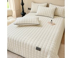 Luxe Sprei - 240 x 220 - Fluweel - incl. 2 kussenslopen - Wasbaar - Beige