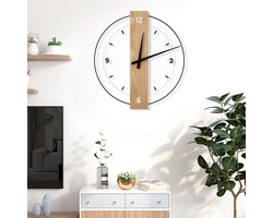Luxe Stille Wandklok - Modern Ontwerp van Massief Hout en Acryl - ⌀ 40cm