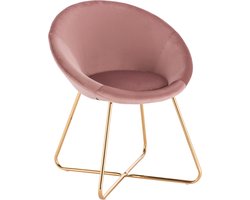 Luxe Stoel - Velvet Fauteuil - Stoel - Luxe Eetkamerstoel - Stof - Lounge Stoel - Gouden Poten - Oud Roze