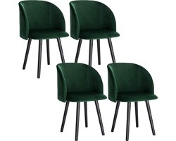Luxe Stoelen set van 4 - Velvet groen - Eetkamerstoel - Met armleuning - Vergaderstoel - Zithoogte 47cm
