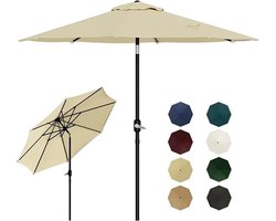 Luxe Stokparasol - Ø 215 cm - Knikbaar - Met Slingermechanisme - UV-bescherming & Waterafstotend - Parasol voor Balkon, Terras en Camping - beige