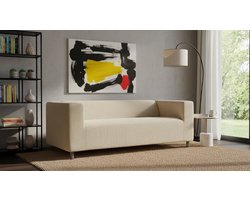 Luxe Stretch Bankhoes 2-Zits voor IKEA KLIPPAN | Verstelbare & Elastische Sofa Overtrek | Beschermhoes Beige | Jacquard Katoen Mix | Anti-Pilling, Hypoallergeen en Machinewasbaar House&Garden