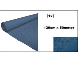Luxe Tafel kleed op rol donker blauw 120cm x 50meter - Papier - Zelf op maat te knippen - Kerst Tafelkleed op rol tafel dekken rol gala huwelijk thema feest kerst festival restaurant food