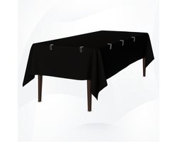 Luxe Tafelkleed Met Klemmen - Waterafstotend - Tafellaken - Zwart - 259x152 CM - Tafelzeil - Tafelkleed Katoen - Tafelkleden