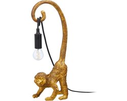 Luxe Tafellamp Aap Goud - 42x8x15 cm - modern - woonaccessoires - decoratie - lampen - trendy - E14 fitting