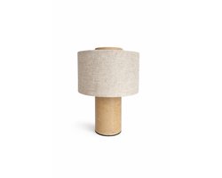 luxe tafellamp van travertin lamp - draadloos - natuursteen design - cilinder - warm sfeervol licht - travertin lamp - japandi lamp - japandistijl