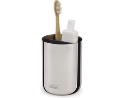 Luxe Tandenborstel Organizer, 9 x 9 x 11.7 CM, Met 2 verdeelvakken, RVS, Zilver - Joseph Joseph | EasyStore