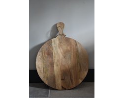 Luxe tapasplank Ø 50 x 64 cm - hapjesplank - snijplank - broodplank - kaasplank - serveerplank - mangohout - Ø 50 x 64 cm