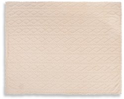 Luxe Teddy Plaid - Deken - Dekentje 130x160 cm - Jacquard Geweven Kabelpatroon - Off-White - 1 Persoons - 100% Polyester Sherpa - Oeko-Tex Gecertificeerd