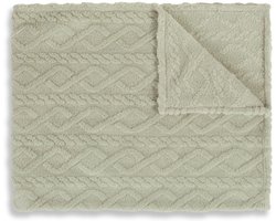Luxe Teddy Plaid - Deken - Dekentje 150x200 cm - Jacquard Geweven Kabelpatroon - Groen - 1 Persoons - 100% Polyester Sherpa - Oeko-Tex Gecertificeerd