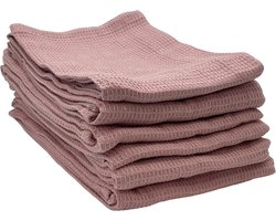 Luxe theedoeken - Roze - Handdoek - Keukendoek - Gewafelde theedoek - Katoen - 45x65cm - Set van 6
