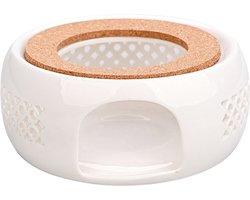 Luxe Theewarmer Keramiek - Theepot - Thee - Keuken Accessoires - Wonen - Warmhoudplaat - Waxinelichtjes - Cadeau - Wit