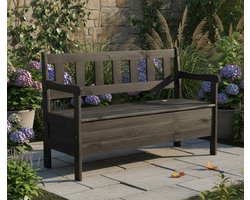 Luxe Tuinbank met Opbergruimte 120 cm – Weerbestendig Houten Bankje met Rugleuning voor Tuin, Balkon en Patio – Anthracite House&Garden