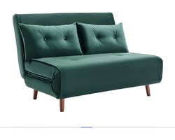 Luxe Tweezitsslaapbank in Spargroen Velours – Compact Comfort & Stijlvol Design voor Kleine Ruimtes Medahomestore