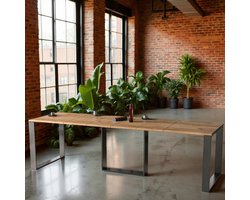 Luxe Uitschuifbare Eettafel – 12 Personen – Massief Hout met Fineer – Verlengbare Tafel 130-330 cm – Gouden Eik Blad & Zwart Frame – Moderne Industriële Eettafel ganeey