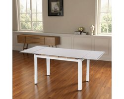 Luxe Uitschuifbare Eettafel – Glas & Staal – 120-180 x 80 x 75 cm – Moderne Transparante Eettafel – 6 Personen – Stevig & Stijlvol Design ganeey
