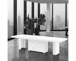 Luxe Uitschuifbare Eettafel – Wit Hoogglans – 12 Personen – Rechthoekig – Hout met Fineer – Verstelbaar tot 468 cm – Modern Design voor Eetkamer & Keuken Bol.com SEO Product Description hometotry
