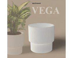 Luxe Vega bloempot - rond wit 36cm ronde witte sierpot - met wateropvang - 70% gerecycleerd materiaal