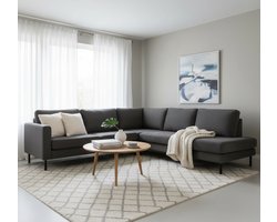 Luxe Velours 4-zits Bank Sterling Rechts Antraciet – Diepe Zitting & Comfortabele Kussens – 247x195x84 cm | Altameubel