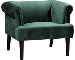 Luxe Velours Fauteuil met Massief Houten Poten - Comfortabele Zetel in Groen