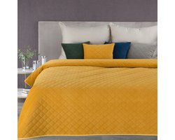 Luxe Velours Sprei Milo 220x240cm - Mosterdgeel