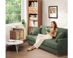 Luxe Velvet 2-Zits Bank – Comfortabele Fluwelen Sofa met Armleuningen, Opbergvakken & 2 Kussens – Gereedschapsvrij Monteren – Compact & Modern – 164×76×85 cm – Velvet Silver Grey –