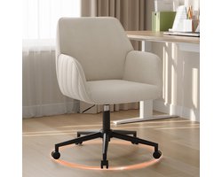 Luxe Velvet Bureaustoel – Ergonomische Draaistoel met 360° Rotatie, Hoogwaardig Kussen, Comfortabele Armleuningen, Stijlvolle Designer Office Chair – Wit – Altameubel