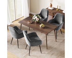 Luxe Velvet Eetkamerstoelen Set van 4 met Armleuningen – Comfortabele Design Stoelen voor Eetkamer, Keuken & Woonkamer – 48D x 58W x 82H cm – Max. 150 kg Draagkracht