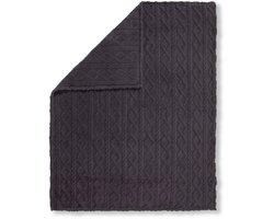 Luxe velvet plaid gebreid antraciet - 130x160 - voelt extra zacht en fijn aan - uniek ontwerp - stijlvolle uitstraling - te gebruiken als deken, sprei en woonaccessoire