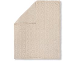 Luxe velvet plaid gebreid creme - 150x200 - voelt extra zacht en fijn aan - uniek ontwerp - stijlvolle uitstraling - te gebruiken als deken, sprei en woonaccessoire