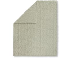 Luxe velvet plaid gebreid licht groen - 130x160 - voelt extra zacht en fijn aan - uniek ontwerp - stijlvolle uitstraling - te gebruiken als deken, sprei en woonaccessoire