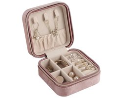 Luxe Velvet Sieradendoos - Bijouterie Kistje - Juwelendoos - Ring - Oorbellen - ketting - Horloge - Dames & meisjes - Reisformaat - Roze