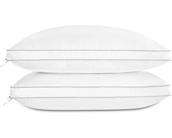 Luxe Veren Donskussen Standaard Queensize Stevige Kussens voor Bed om te Slapen Hotelcollectie Pluizig Kussen voor Rug Buik of Zijslapers Set van 2