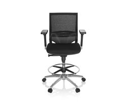 Luxe verhoogde bureaustoel TOP WORK 78 Stof / netstof, zwart / blauw hjh OFFICE