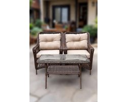 Luxe Verstelbare Polyrotan Tuinloungeset 2-delig met Bijzettafel – Weerbestendige Balkon- en Terrasset met Rug- en Voetsteun – Bruin – Furnitureland