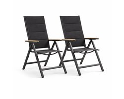 Luxe Verstelbare Tuinstoelen (2-delig) – Zwart | Incl. Kussen | 7 Standen