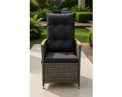 Luxe Verstelbare Tuinstoelen Set met Kussens – 2-Delige Poly Rattan Lounge Stoelen met Voetensteun en Stalen Frame – Comfortabele Relaxstoelen voor Tuin, Balkon en Terras – Grijs | MedaHomeStore