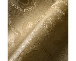 Luxe Vliesbehang - Designer Behang - Muurdecoratie - Zelfnivellerend Satijn - 1005 x 070 m - Goud Metallic
