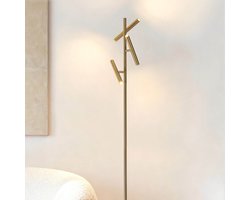 Luxe vloerlamp Zhan met drie draaibare spots, touch dimmer en up & down licht – goud