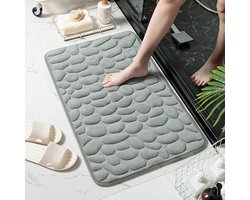 Luxe Voetmat - Gemaakt van Zacht Koraal Fleece en Traagschuim voor Optimaal Comfort - Geborduurd Ontwerp voor een Stijlvolle Look - Verdikt en Absorberend voor een Droge en Veilige Vloer - Ideaal voor bij de Deur of in de Badkamer