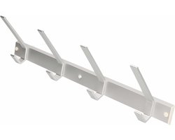 Luxe wandkapstok - aluminium - 4x enkele haak - 45 x 13 cm - zilver