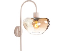 Luxe wandlamp met glas | Genua 1 lichts | zand / beige | metaal | Ø 24 | mond geblazen glas / woonkamer / hal / slaapkamer | modern design | landelijk